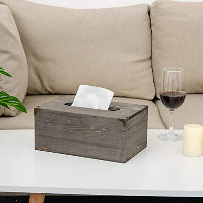 Distressed Wooden Rustic Facial Tissue Box Holder Tissue Box Cover Napkin Dispenser for Bathroom Living Room Dining Room Bedroom Toilet (Grey) - color: Grey