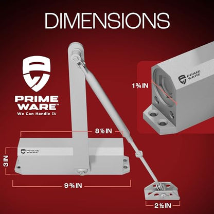 PrimeWare DC-600 Adjustable Automatic Door Closers for Home | Soft Close, No Slam | Residential and Commercial Door Closer | Level 1-6 | for Doors Weighing 30-300 lbs | Hydraulic Door Spring - Nickel - size: Level 1-6, style: Nickel