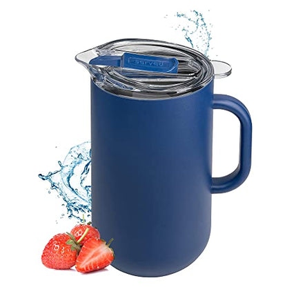 Served Premium Insulated Pitcher (2L/66oz) - Double Walled, Copper Lined Stainless Steel Pitcher with Lid - Vacuum Insulated Carafe for Hot Coffee, Tea, Iced Drinks, Water, Cocktails, and More - color: Berry