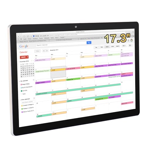 15.6 to 27 inch Touchscreen Digital Calendar & Wall Planners, Smart Whiteboard Calendar for Chore Chart & Work Schedule, Built in Speakers and Camera, Include Wall Mount & Desk Stand (17.3-inch) - size: 17.3-inch