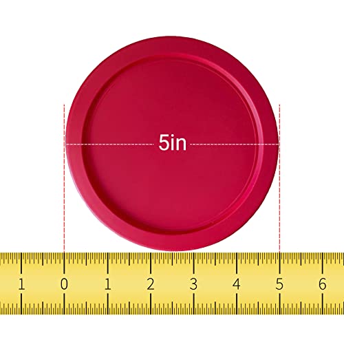 Replacement Lids fits Pyrex 2-Cup Glass Food Storage Container Bowls, 5-Inch Plastic Round Lids Covers for Pyrex 7200-PC, Airtight & Leakproof (2-Pack, Red) - color: Red, size: 2-Pack