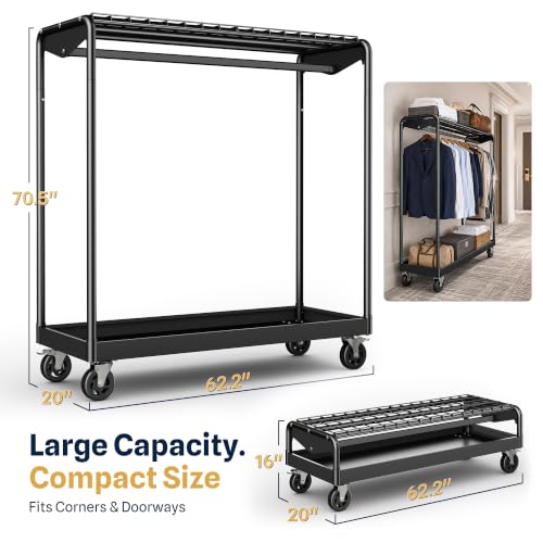 HOKEEPER Clothes Rack Load 1200LBS Commercial Clothing Rack Heavy Duty - size: 20"D x 62.2"W x70.5"H