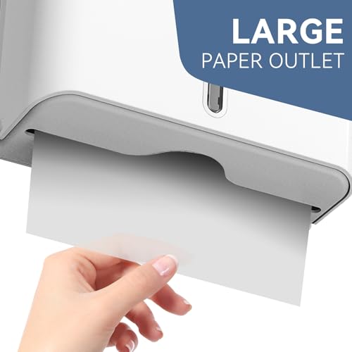 Paper Towel Dispenser Wall Mount, Adhesive No Drilling Multifold Trifold C Fold Commercial Hand Towel Dispenser,White - color: White