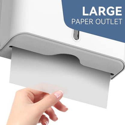 Paper Towel Dispenser Wall Mount, Adhesive No Drilling Multifold Trifold C Fold Commercial Hand Towel Dispenser,White - color: White