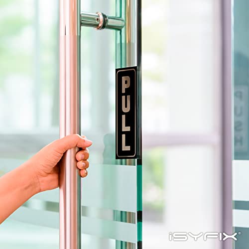 iSYFIX Push Pull Stickers Sign, 2x5 Inch, Brushed Gold/Black, 2 Pack - color: Brushed Gold / Black, size: Vertical 2x5