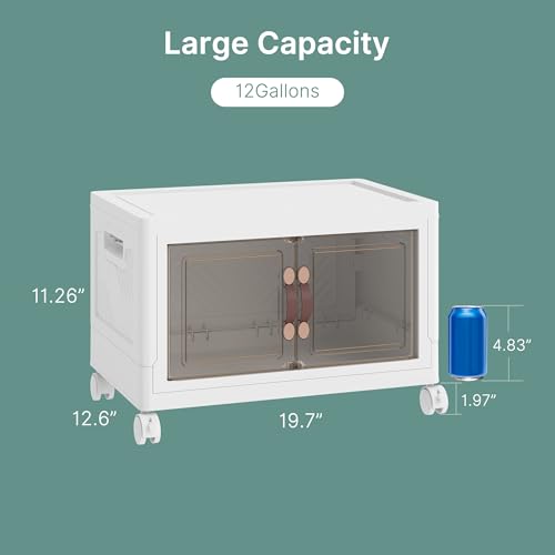 UAMFURI 192QT Lockable Plastic Storage Bins, 4 Pack Collapsible Cabinets - color: White