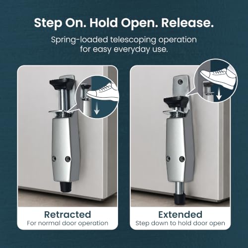Pacific Doorware Step Down Door Stopper Heavy Duty, Aluminum, 2 Pack - size: 2 Pack, style: Aluminum Silver