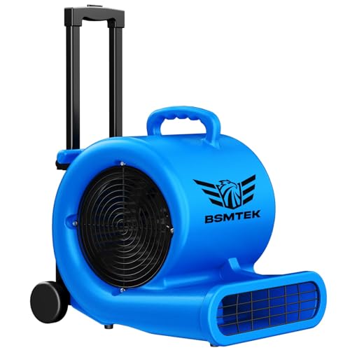 5000 CFM 1HP Air Mover Blower Fan, Floor Blower Dryer, 3 Speeds, 4 Adjustable Angles, Handle Wheelkit, 15Ft Long Cord Portable, Stackable - 2026 Upgraded, Blue - color: Blue, size: 5000CFM