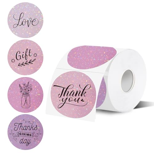 3''Holographic Pink Thermal Label,Round Self-Adhesive Direct Thermal Label,for DIY Logo Design,Name Tag (200/Roll) - color: Pink Gradient Starry Sky, size: 3 inches