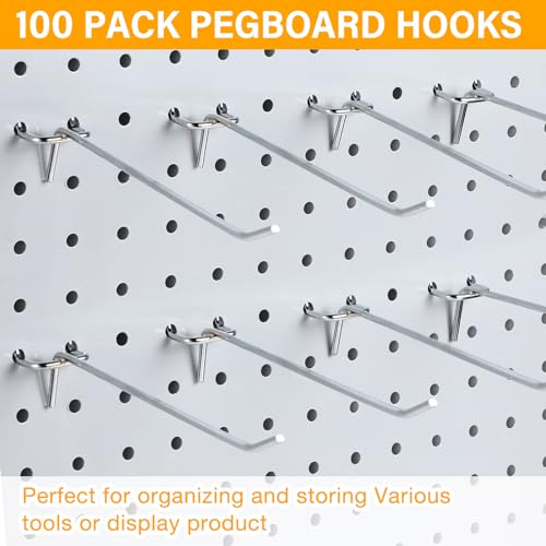 Shimeyao 100 Pcs Peg Board Hooks Stainless Steel Pegs,6 Inch,Silver - color: Silver, size: 6 Inch