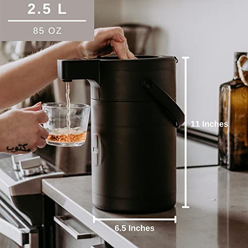 Airpot Coffee Dispenser with Pump - 85 oz Stainless Steel Carafe - color: Black