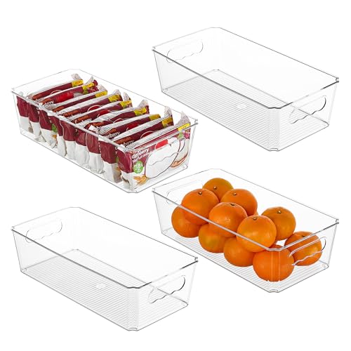 Vtopmart 4pcs Clear Storage Bins with Handles - size: Without Lid