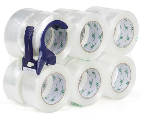 BOMEI PACK Clear Packing Tape, 12 Rolls Heavy Duty Packaging Tape for Shipping Packaging Moving Sealing, Thicker Clear Packing Tape, 1.88 inches Wide, 110 Yards Per Roll, Total 1320 Yards - color: Clear, size: 110yds