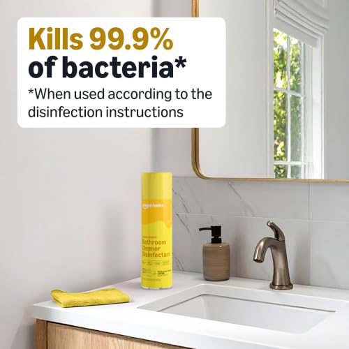 Amazon Basics Bathroom Cleaner Disinfectant, Foaming Action, Lemon Scent, 22 Oz, Pack Of 2