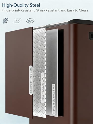 Arlopu 16Gal Dual Trash Can w/2 Built-in Box for Odor Control - color: Brown