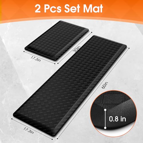 TranquilRelax 4/5 Inch Cushioned Anti Fatigue Kitchen Mats for Floor, Black - color: Black, size: 2-Piece | 28"+59" | Extra Thick