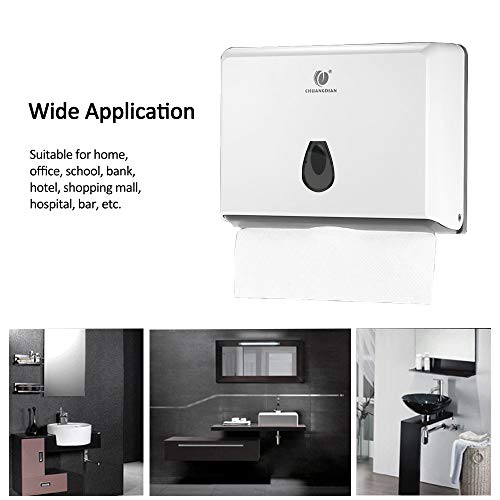 CHUANGDIAN Multifold Paper Towel Dispenser Wall-Mounted Bathroom Tissue Dispenser for Business Commercial Use (White) - color: White