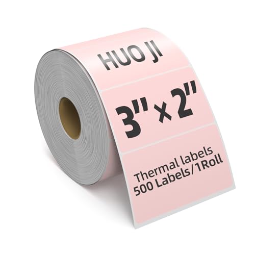 500 3x2 Thermal Labels Roll, HUOJI Pink Shipping Barcode Labels - color: Pink, size: 3x2