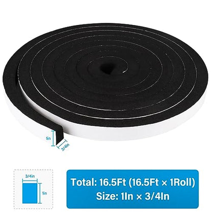DGSL Foam Weather Stripping, 1" x3/4", 16.5Ft Door Window Seal Tape - size: 1In x 3/4In x 16.5Ft