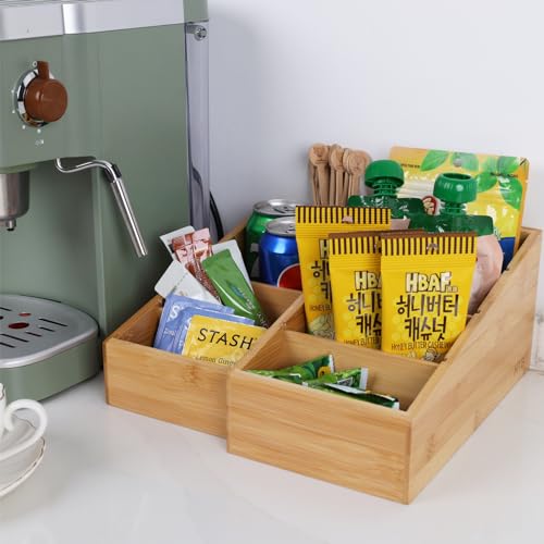 HTB 4-Section Snack Organizer with Removable Dividers for Kitchen 2 Pack