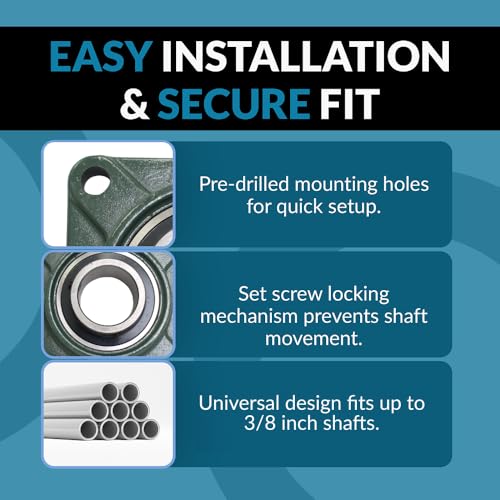 PGN UCF205-16 Pillow Block Bearing - Pack of 4 Square Flange Mounted Pillow Block Bearings - Chrome Steel Bearings with 1" Bore - Self Alignment - size: 4, style: UCF205-16
