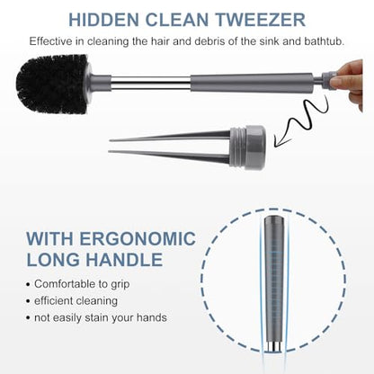 SetSail Toilet Brush and Holder 3 Pack, Self Closing Lid Toilet Bowl Brushes Holder Extra Long Handle Ventilated Toilet Brush Set for Bathroom Cleaning, Nylon Bristles, Grey - color: Gray, size: 3 packs