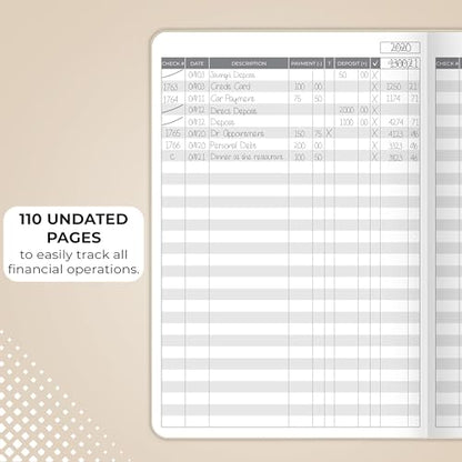 Clever Fox Check Register Book, Checkbook Ledger, 5.8x8.3 Seashell - color: Seashell, size: A5 (5.8'' x 8.3'')