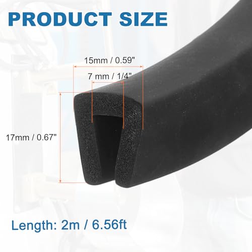 PATIKIL Rubber Edge Trim, 1/4"(7mm) x 6.6Ft Length EPDM U Channel Edge Protector U Shaped Gasket for 6-7mm Mirror Glass Protector, Black (15x17mm) - color: Black, size: 1/4"x6.6Ft(6-7mmx15x17mm)