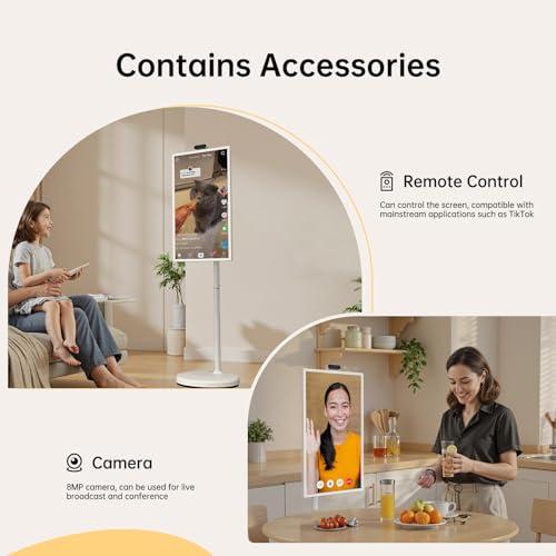 ApoloSign 32 inch FHD Smart Portable TV Gen2, 16G +128G Storage, Android 16, 15000mAh, Rolling TV on Wheels with Rotatable Touch Screen, Built-in Battery, Full Swivel Rotation, Voice Remote