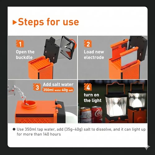 Environmentally Conscious Lighting, Saltwater Camping Lantern - Survival & Emergency Outdoor Ligh Simply add Salt Water to Activate The Light. It's that Easy - size: Large