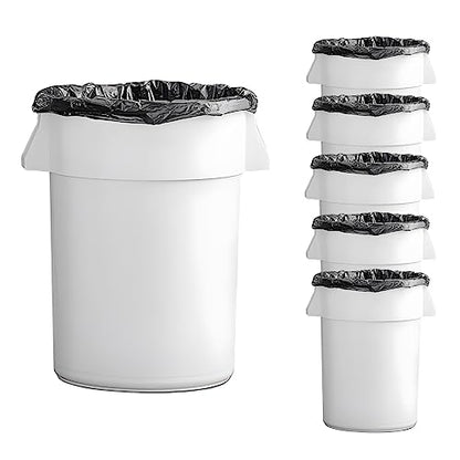 Set of 6 55 Gallon Round Commercial Trash Can, Industrial Recycling Bin, Durable Garbage Can, Ingredient Bin, Safe Food Container (White) - color: White