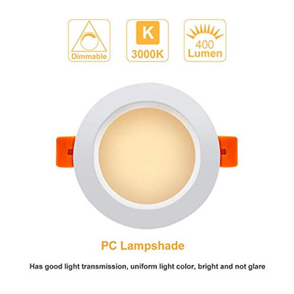 3 Inch LED Recessed Lighting, Dimmable Downlight 5W (40W Halogen Equivalent), CRI 80, 3000K Warm White, Ceiling Light with LED Driver (10 Pack) - color: 3000k (Warm White), size: White-3Inch-10Pack