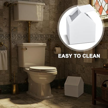 1 Pack Double Entry Sanitary Napkin Receptacle Swing Top, White