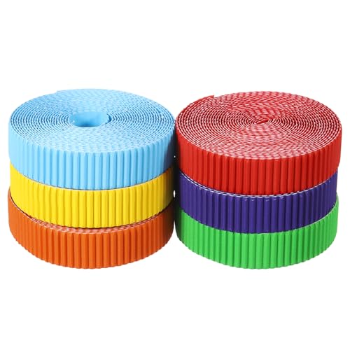 Corrugated Cardboard Paper Sheets, Corrugated Paper Cardboard Inserts [for Craft and DIY Projects] - 0.8x26.7 Inch/Rainbow Series 6 Assorted Colors/1 Set - color: Red/Bright Green/Sky Blue/Yellow/Deep Purple/Orange Red