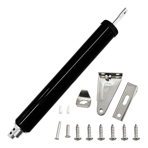 Adjustable Pneumatic Door Closer Kit, Heavy Duty Storm Door Closer with Hold Open Feature for Medium and Lightweight Screen Doors (Black) - size: Black