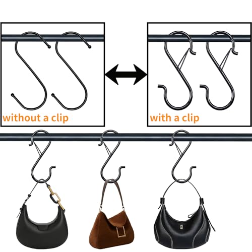 3.5in Heavy Duty S Hooks for Hanging, Safety Buckle Metal Hooks, 28 Pack - size: 28PCS