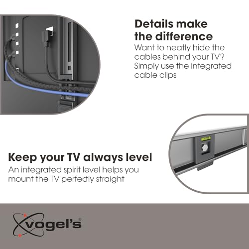 Vogel's TVM 5605 Extremely Flat TV wall Bracket for 40-100 inch TVs, Max. 220 lbs, TV Bracket max. VESA 600x400, Universally Compatible, Distance to the wall only 0.59 inch - size: 40 - 100"