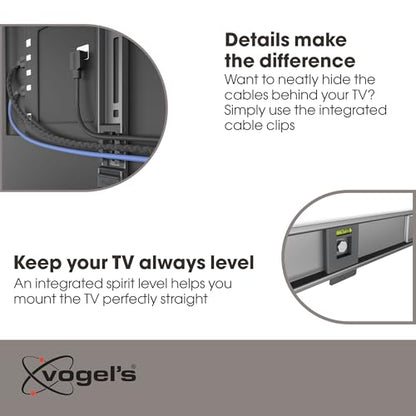Vogel's TVM 5605 Extremely Flat TV wall Bracket for 40-100 inch TVs, Max. 220 lbs, TV Bracket max. VESA 600x400, Universally Compatible, Distance to the wall only 0.59 inch - size: 40 - 100"