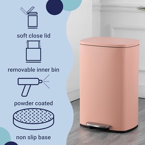 happimess Connor 2-Piece Iron Trash Can, Flamingo Pink - color: Flamingo Pink