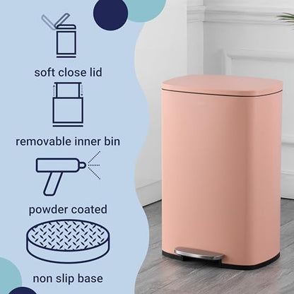 happimess Connor 2-Piece Iron Trash Can, Flamingo Pink - color: Flamingo Pink