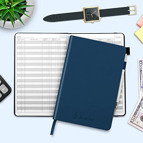 JUBTIC A5 Check Registers for Personal Checkbook, Ledger Transaction Registers Log Book for Small Business. Track Payments, Finances, Deposits, Debit Card and Bank Account - Blue - color: Navy Blue, size: Medium (5.8x8.3 Inch)