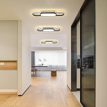 Tioolo Modern LED Ceiling Light, 27.5in Dimmable Linear Fixture with Remote - color: Black/40W