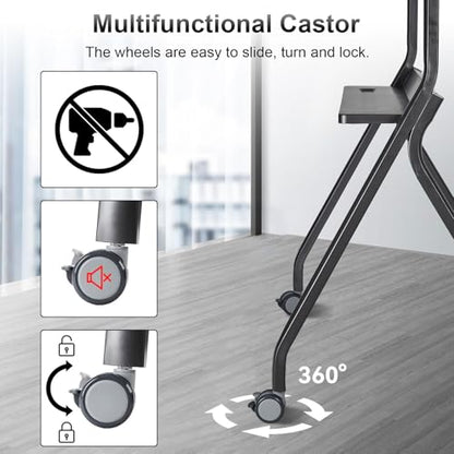 Smart Board Stand with Camera Tray Fits 42"-75" Screens, Interactive Whiteboard Stand with 360° Rotating Wheels Holds 300LBS, Height Adjustable,Mobile Stand for Home, Office & Classroom - size: For 42"-75" Smart Board