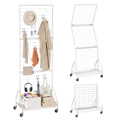 ELYKEN Foldable Grid Wall Panels, 5.7 x 2 FT Movable Gridwall Display Rack - color: White, size: 2'w-1 pack
