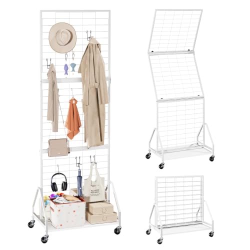 ELYKEN Foldable Grid Wall Panels, 5.7 x 2 FT Movable Gridwall Display Rack - color: White, size: 2'w-1 pack