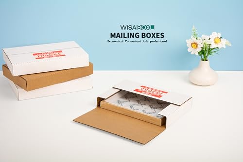 9x6x1.3 inch Shipping Boxes with Fragile Stickers, White, 25-Pack - color: White