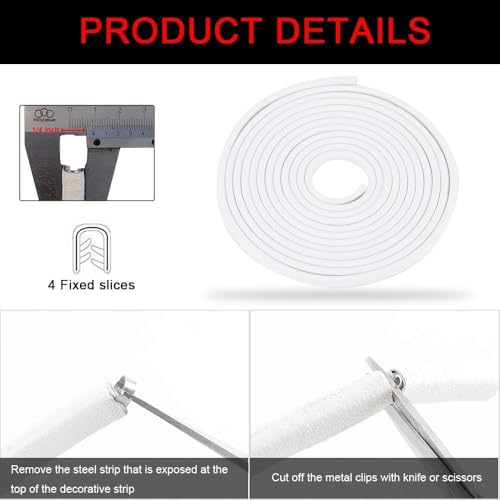 Winunite 32.8ft(10m) Car Door Edge Guards White – Fits Most Vehicles, No Glue, U-Shaped, Built-in Metal Clips, Scratch and Chip Resistant – Reduces Dings in Parking Lots - color: white, size: 32.8 ft