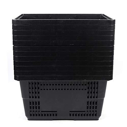 Gdrasuya10 Portable Shopping Baskets Set of 12 Large Plastic Shopping Basket with Handles, 28L Plastic Grocery Shopping Baskets Black Storage Containers for Grocery Retail Convenience Store