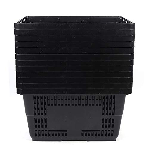 Gdrasuya10 Portable Shopping Baskets Set of 12 Large Plastic Shopping Basket with Handles, 28L Plastic Grocery Shopping Baskets Black Storage Containers for Grocery Retail Convenience Store