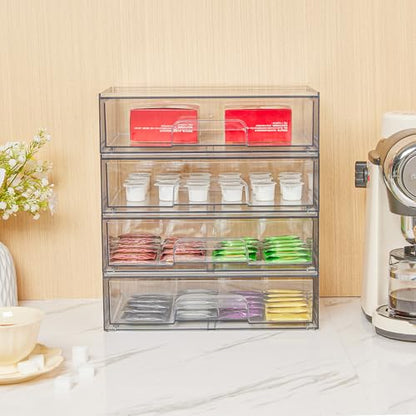 Vtopmart Clear Stackable Storage Drawers, 4 Pack Wide Plastic Organizers - style: Wide-4pack-Clear